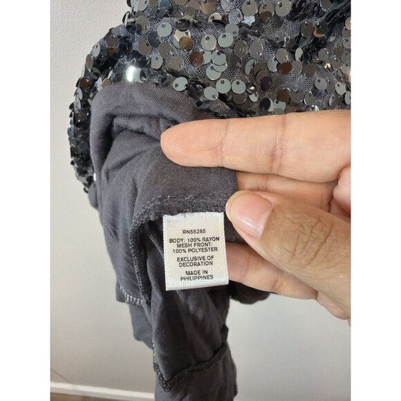 Express Women’s Gray Sequin Tank Top Size XS Party Cocktail Racerback Sabrina - Picture 3 of 7